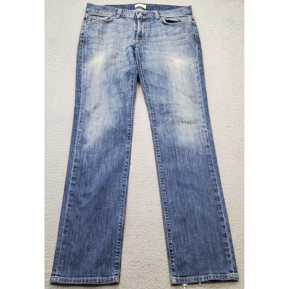Uncharted Territory Straight Leg Jeans Womens 31/14 Blue Denim Stretch Whiskered